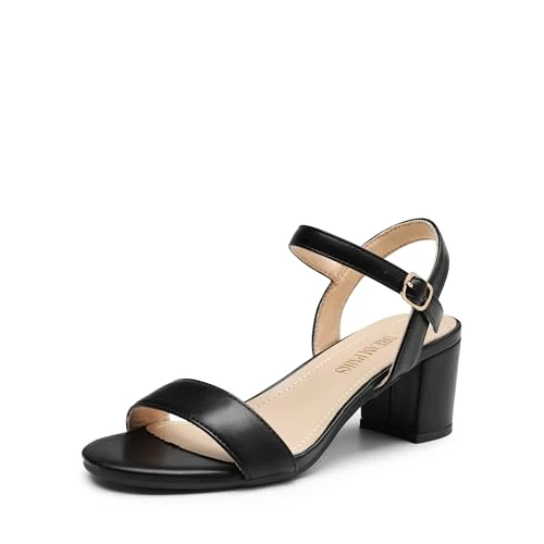 Offerta a tempo: DREAM PAIRS Sandali con Tacco Alto da Donna Sandali alla Moda con Tacco a Blocco Punta Aperta e Tacco a Pompa,Size 38,Nero-Pu,SDHS2412W - 19% da 39.99 € a 32.29 €
