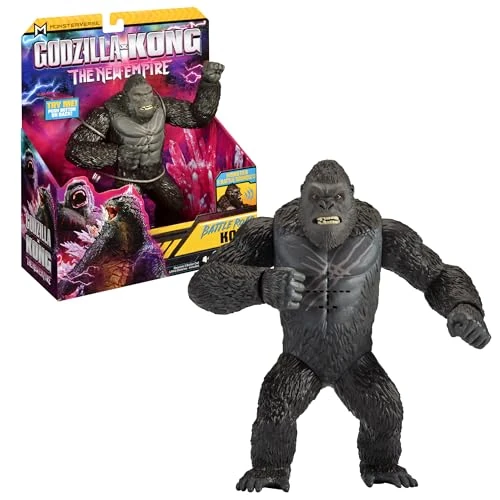MonsterVerse - Figura Battle Roar Kong basada en la película de Godzilla vs Kong, Botón en la Espalda para Activar Sonido, Figura Detallada de 18 cm, +3 años, Famosa (MN305300)