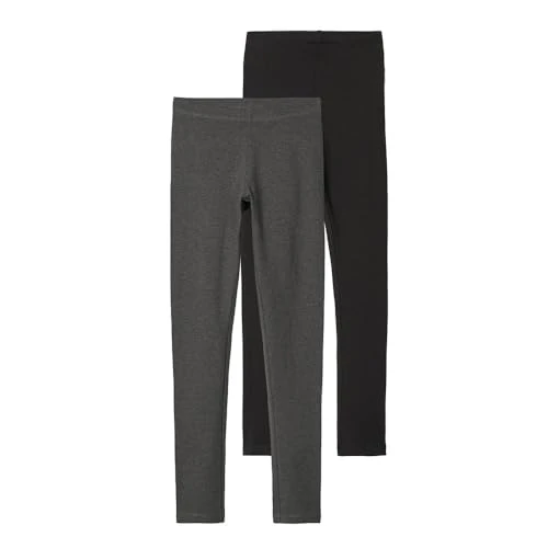 NAME IT NKFVIVIAN 2P Legging L Noos, Leggings Niñas, Dark Grey Melange/Pack:Packed with Black,