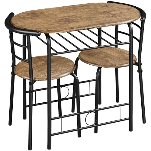 Offerta a tempo: Yaheetech Set Tavolo e 2 Sedie Sala da Pranzo Mobili da Bar Marrone Retro - 4% da 82.99 € a 79.99 €