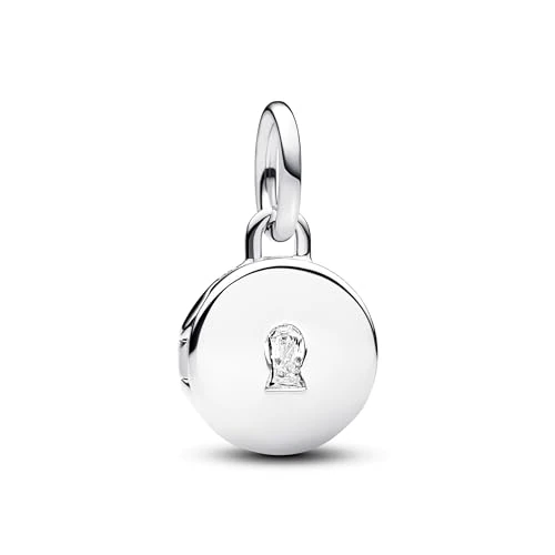 Offerta a tempo: PANDORA Ciondolo Moments in argento Sterling con lucchetto con zirconia cubica trasparente, da incidere - 55% da 59.00 € a 26.50 €