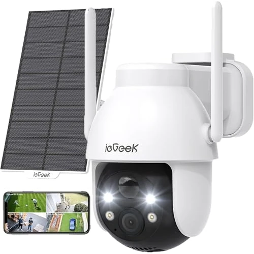 Tijdelijke aanbieding: ieGeek 2K 360° PTZ bewakingscamera voor buiten, bewakingscamera, Batterij- en zonne-energie, PIR-bewegingsdetectie en alarm, nachtzicht in kleur, bidirectionele audio, 2.4Ghz WiFi, SD/Cloud, IP65 van 59.99 EUR naar 42.99 EUR (korting 28%)