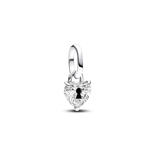 Offerta a tempo: PANDORA ME Mini pendente a forma di cuore con serratura in argento Sterling con zirconia cubica trasparente e smalto nero - 31% da 29.00 € a 20.00 €