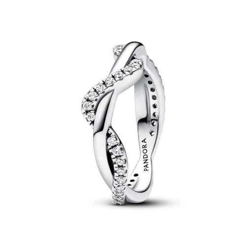 Offerta a tempo: PANDORA Timeless Anello, in argento Sterling a doppia onda con zirconia cubica trasparente, 52 - 60% da 59.00 € a 23.60 €