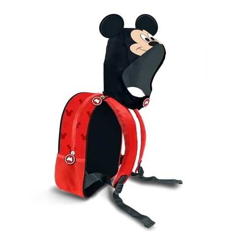 Disney Zaino con Cappuccio Hood, 26 x 31 cm, Capacità 8.5 L, Mickey Nero