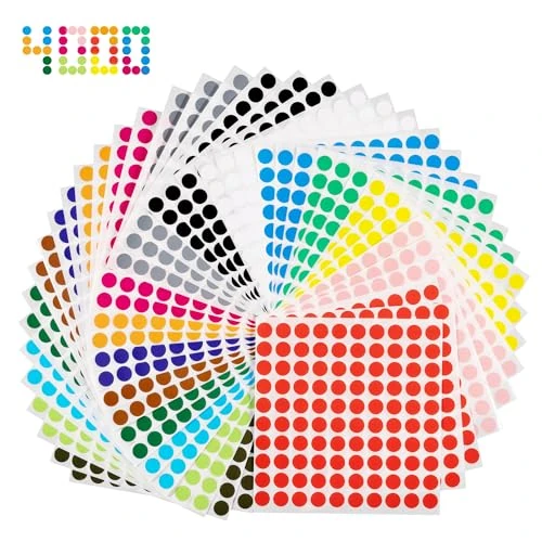 Bollini Adesivi Colorati 4000 Pezzi 10mm - Etichette Adesive Rotonde 16 Colori - Stickers Tondi per Forniture Ufficio e Casa