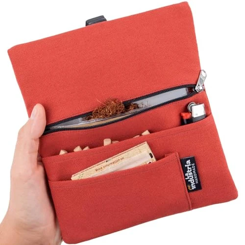 Offerta a tempo: Porta Tabacco in Tessuto Idrorepellente - Astuccio Portatabacco, cartine, filtri e accendino (Rosso) - 33.35% da 17.99 € a 11.99 €