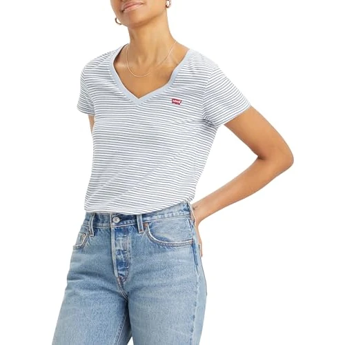 Limited-time offer: Levi's Women's Perfect V-Neck T-Shirt, Penny Stripe Kentucky Blue, XS from 18.58 £ to 18.58 £ (save 0.00%)