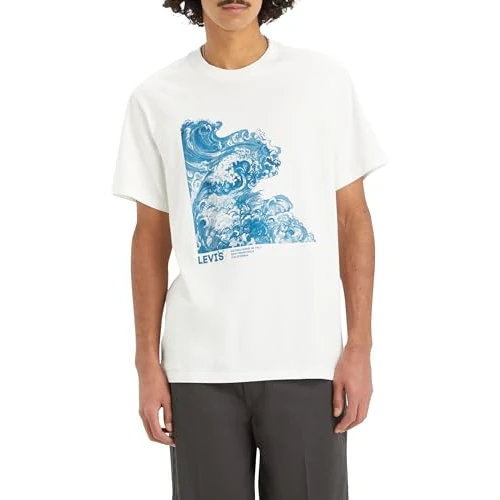 Limited-time offer: Levi's Men's SS Relaxed Fit Tee T-Shirt, Wave AOP Hl Logo White+, XL from 17.93 £ to 17.93 £ (save 0.00%)