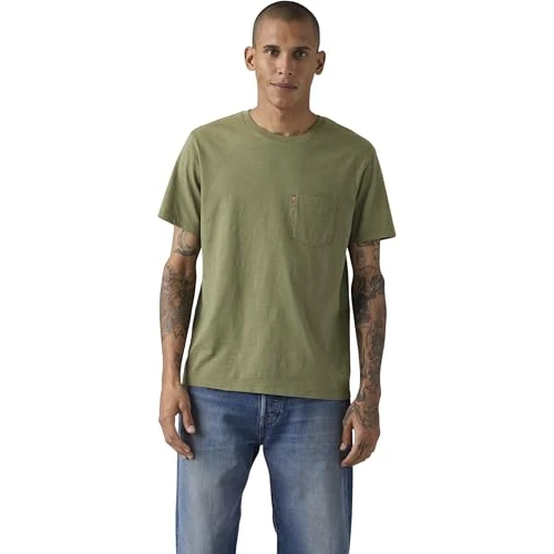 Offerta a tempo: Levi's Maglietta da Uomo a Maniche Corte Classic Pocket Tee, Moss Olive 0908736 - Slub, M - 32% da 22.01 € a 14.99 €