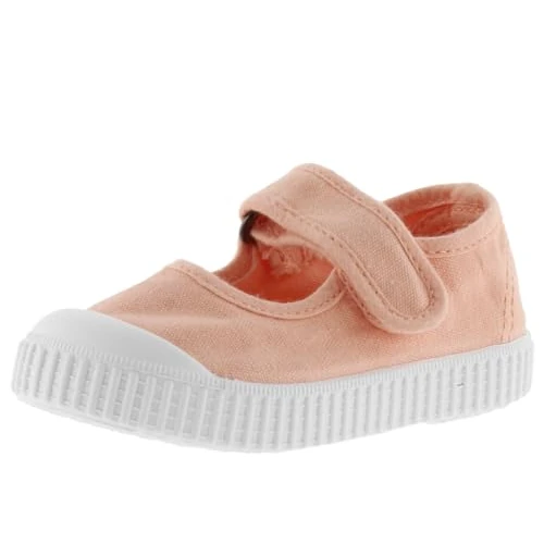 victoria Unisex 1915 Dyed Canvas Mary Janes DREC & Hook-and-Loop Strap & Reinforced Toe 136605 for Kids CORALINA 19