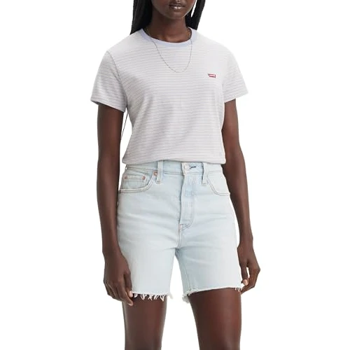 Limited-time offer: Levi's Women's The Perfect Tee- Striped Chesthit Logo T-Shirt, Collegiate Stripe Blue, XS from 20.00 GBP to 15.79 GBP (save 21%)