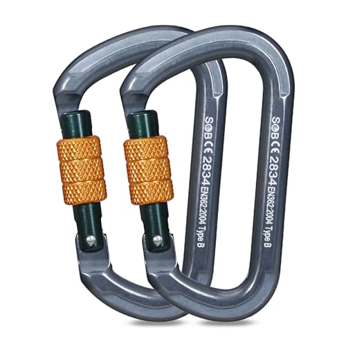 Offerta a tempo: Moschettone da Arrampicata, Moschettoni per Servizio Pesante con Cancello a Vite Moschettoni per Arrampicata, Doppia, Campeggio Altalena Amache (28KN 2Pack) - 43% da 21.98 € a 12.60 €