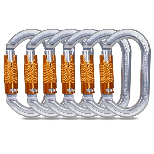 Offerta a tempo: Moschettone da Arrampicata, Moschettoni per Servizio Pesante con Cancello a Vite Moschettoni per Arrampicata, Doppia, Campeggio Altalena Amache (22KN 6Pack) - 37% da 58.98 € a 37.13 €