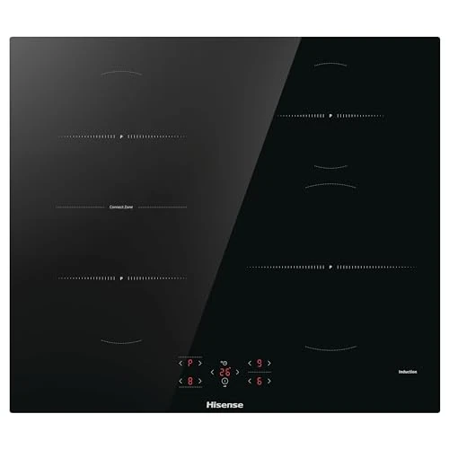 Hisense HIO6421BSC Induktionskochfeld, 4 Kochzonen mit Bridge-Funktion, Power Boost-Funktion, Koch-Timer, schwarz, 595 x 58 x 520 mm