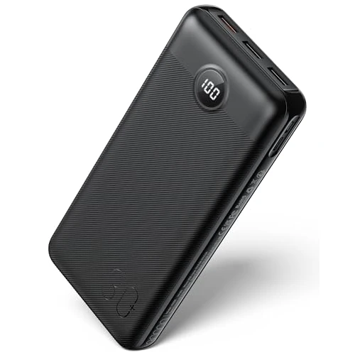 VEGER Power Bank PD 20 W QC 3.0 recharge rapide chargeur portable, 4 sorties et 2 entrées avec LED affichage numérique batterie externe compatible avec iPhone/Samsung/Huawei/iPad (Noir)