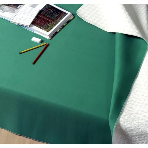 GEMITEX Table Protector Made in Italy Anti-Slip, Shockproof, Double-Sided White/Green, 140 x 140 cm, Furnishes and Protects Your Table from Shocks, Scratches and Liquids, Rifitino with Overlock Edge