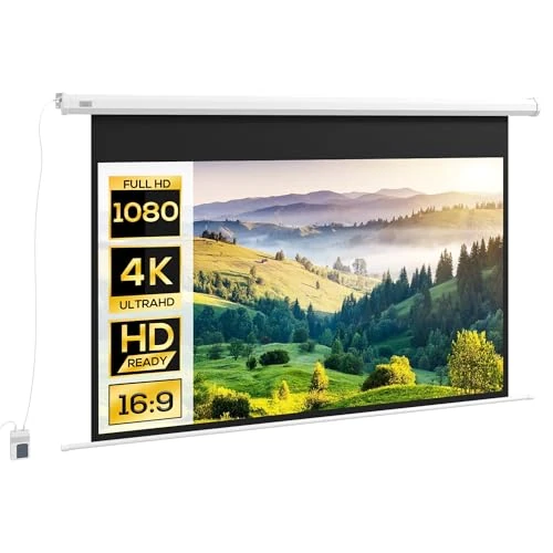 Offerta a tempo: HOMCOM Telo Proiettore Motorizzato da 84 Pollici 4K HD Formato 16:9, Schermo Proiettore Motorizzato Elettrico con Telecomando, Telo Videoproiettore per Casa, Cinema, Ufficio, Home, 215x140 cm, Bianco - 11% da 89.95 € a 79.95 €