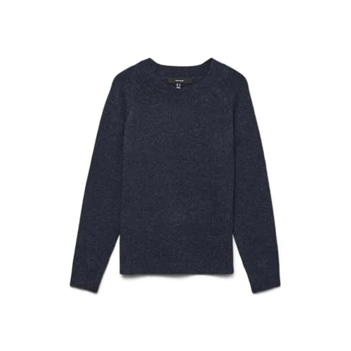 Offerta a tempo: VERO MODA Donna VMDOFFY LS O-Neck Blouse GA Noos 10201022, Navy Blazer/Dettagli: Nero mélange, XS - 12% da 24.99 € a 21.99 €