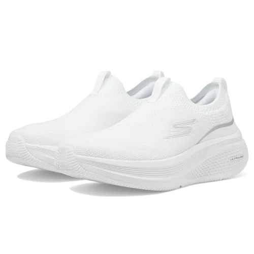 Skechers Go Run Elevate 2.0 Cadena, Scarpe da Ginnastica Donna, White Textile/Silver Trim, 39 EU