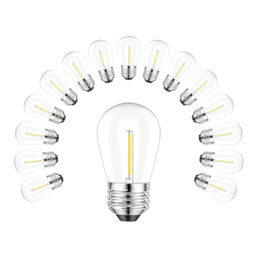 Offerta a tempo: Svater E27 LED Lampadina, S14 Lampadine Led L1W (Equivalenti a 10W), Plastica 2700K Bianca Calda 80Lm Dimmerabile IP65 Impermeabili Lampadine per Esterno Interno 15Pcs - 40% da 29.99 € a 18.04 €
