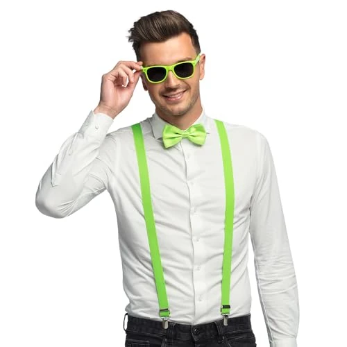 Offre limitée : Boland - Costume set 3-pièces, Set d'accessoires avec bretelles, lunettes et noeud papillon, pour festival, JGA, carnaval et fête à thème, Vert Fluo de 8.49 € à 8.49 € (0.00% de remise)