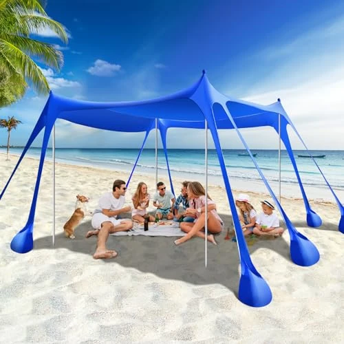 Offerta a tempo: Rhino Valley 3x3M Tenda da Spiaggia Ultra Stabile Portatile, Protezione UV UPF50+ Tenda da Mare per 6 Persone Super Antivento con 8 Ancoraggi a Sabbia Riempibili e 4 Aste in Alluminio, Indaco - 16% da 94.99 € a 79.79 €