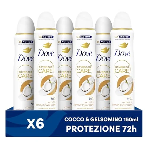 Dove Desodorante Advanced Care Go Fresh en spray de flores de coco y jazmín, fórmula hidratante y respetuosa con la piel, sin alcohol, piel seca hasta 72 horas, desodorante para mujer y