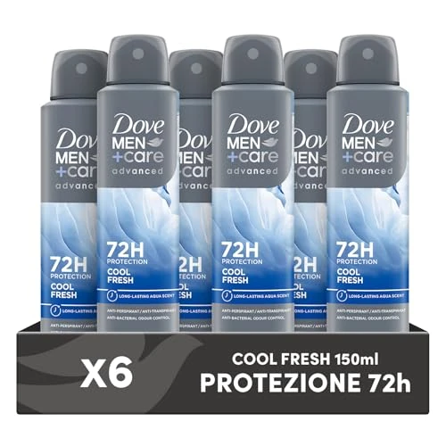 Dove Dove Men + Care Deodorant Cool Spray Advanced Care Deodorant for Men with 1/4 Moisturising Cream Moisturising and Skin-Friendly Formula Protection up to 72 Hours Pack of 6 x 150