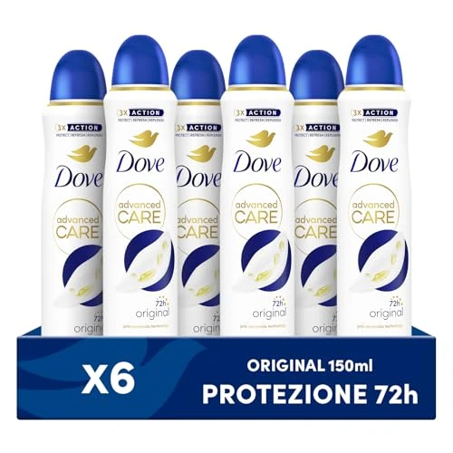 Offre limitee: Dove Advanced Care Original Déodorant en spray avec formule hydratante et douce pour la peau, sans alcool, jusqu'à 72 heures, déodorant pour homme et femme, lot de 6 x 150 ml de 31.99 EUR a 31.99 EUR (economie 0%)