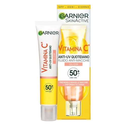 Limitiertes Angebot: Garnier Vitamin C Tägliches Sonnenfluid, LSF 50+, Schützt und korriegiert Schäden durch die Sonne, Gleicht den Hautton aus, Für Gesicht & Hals, Vegan, Für alle Hauttypen, Daily UV Glow, 40 ml von 12.99 EUR auf 9.10 EUR (Spare 30%)