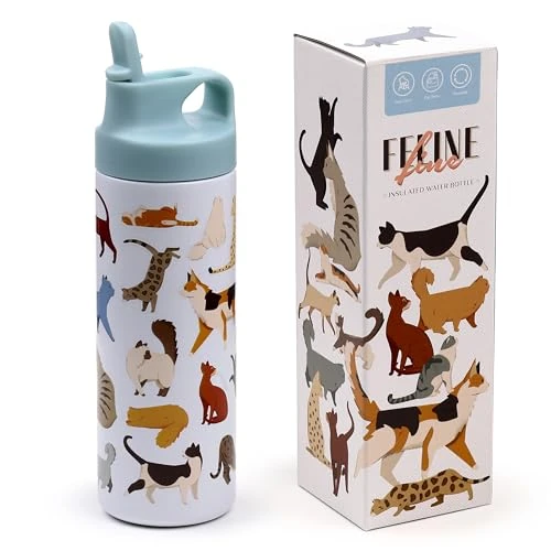 Limited-time offer: Puckator Feline Fine Cats Hot & Cold Flip Top Drinks Bottle 500ml - Stainless Steel Metal Insulated Water Bottles - Flask for Kids Girls Adults Mens Boys Drink Hot and Cold Water Bottle from 8.94 £ to 8.94 £ (save 0.00%)