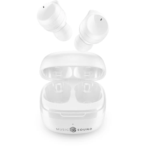 Music Sound - Flow - Kabelloses In-Ear-Bluetooth-Headset - Spielzeit 25 Stunden - Weiß