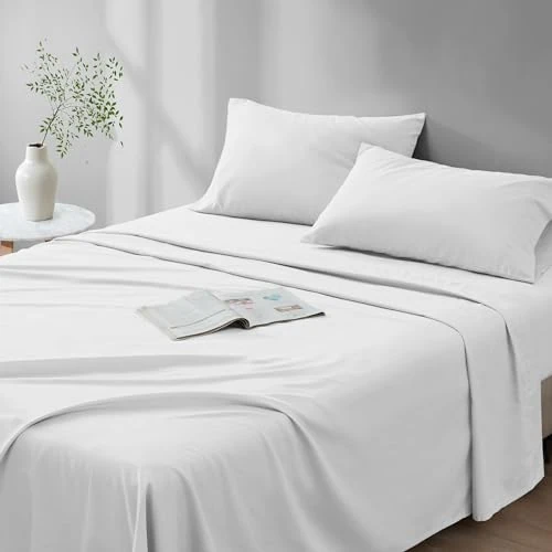 Limited offer: Comfort Spaces 100% Cotton Sheet Set Breathable, Lightweight, Soft with 14" Elastic Pocket Fits up to 16" Mattress, All Season Cozy Bedding, Matching Pillow Case, Cal King White 4 Piece from 36.31 EUR to 36.31 EUR (save 0%)