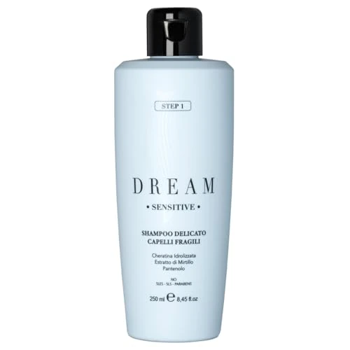 Offerta a tempo: Dream Sensitive Shampoo, Shampoo Professionale per Capelli Fragili, Ultra Delicato per Capelli e Cute Sensibili, con Estratto di Mirtillo e Cheratina, Adatto a Lavaggi Frequenti, senza Parabeni, 250ml - 30% da 29.99 € a 20.99 €