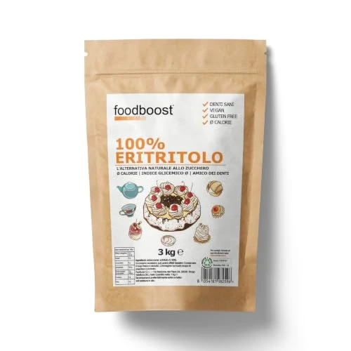 Zeitlich begrenztes Angebot: Eritritolo 3Kg foodboost, sostituto dello zucchero, 0kcal - 100% Puro, stesso potere dolcificante dello zucchero da cucina, adatto per diabetici e diete ipocaloriche o bilanciate - 3kg BULK von 24.98 € auf 24.98 € (0.00% Rabat