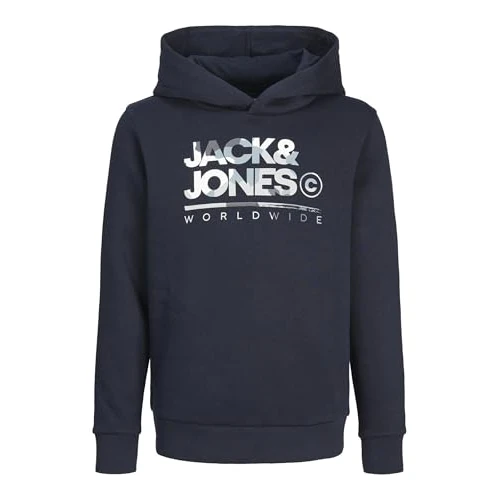Offerta a tempo: JACK & JONES Jjluke Sweat Hood Mni Felpa con Cappuccio, Navy Blazer/Print:Big, 98 Bambini e Ragazzi - 42% da 29.99 € a 17.26 €