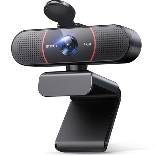 EMEET 4K webcam voor pc, C960 4K UHD webcam met lensafdekking en dubbele microfoon, 73° streaming camera met automatische lichtcorrectie, plug & play webcam, USB-webcam, ideaal voor zoom/teams
