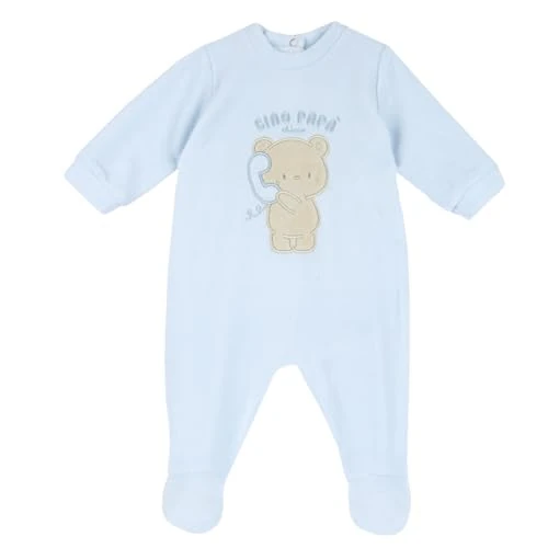 Chicco Mono de Chenilla Con Abertura En Rótula, Bebé-Niños, Azul claro (2), 1 meses, Diseñado en Italia