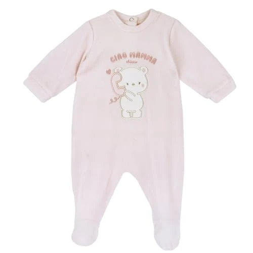 Chicco Rompertje met opening, chenille, pyjama voor meisjes, Roze (3), 1 Maanden