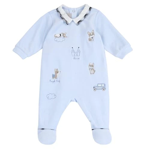 Chicco Mono de Chenilla Con Abertura En Rótula, Bebé-Niños, Azul claro (4), 3 meses, Diseñado en Italia