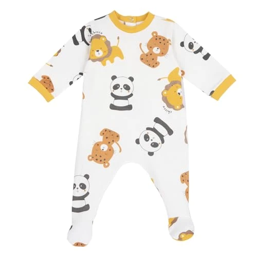 Chicco Tutina Con Apertura A Patello, Pigiamino per bambino e neonato Unisex - Bimbi 0-24, Bianco (3), 3 mesi, Designed in Italy