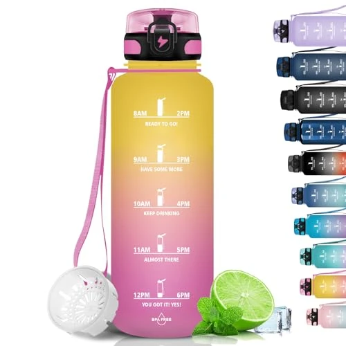 Offerta a tempo: Grsta Borraccia 1.5 L, Borraccia Sportiva, A Prova Di Perdite, Borraccia Palestra, senza BPA con Indicatore del Tempo Motivazionale, per Palestra, Bicicletta, Scuola, Ufficio - 0.00% da 15.43 € a 15.43 €