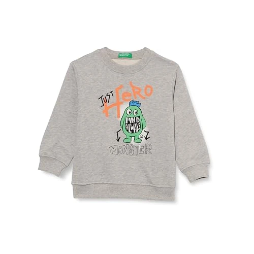 United Colors of Benetton Sweatshirt met capuchon voor kinderen en jongens, Grijs, 2 jaar