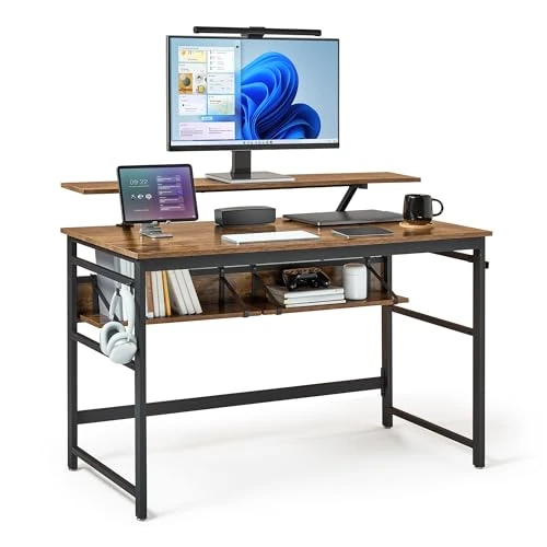 Oferta limitada: Mondeer Escritorio para Ordenador, estación de Trabajo con 2 estantes Ajustables y Soporte Grande para Monitor, Ahorro de Espacio para el hogar, Oficina, Estudio, 120 x 60 x 90 cm, marrón de 85.00 EUR a 85.00 EUR (ahorro 0%)