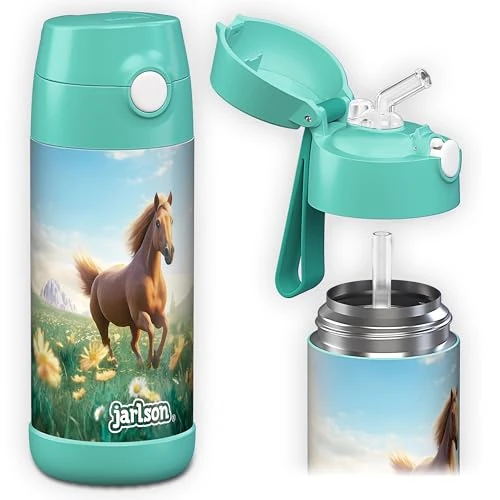 Oferta limitowana: Jarlson CHARLI butelka na wodę z izolacją termiczną dla dzieci, 350 ml [z lejkiem] - butelka ze stali nierdzewnej, termos dla dzieci i dziewcząt, utrzymuje zimno, nie zawiera BPA, idealna do szkoły z 112.26 zł na 112.26 zł (oszczędź 0.0