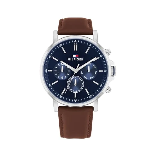 Begrenztes Angebot: Tommy Hilfiger Multifunktion Analog Quarzuhr für Herren mit Edelstahl- oder Lederarmband von 149.00 EUR auf 87.35 EUR (Rabatt 41%)