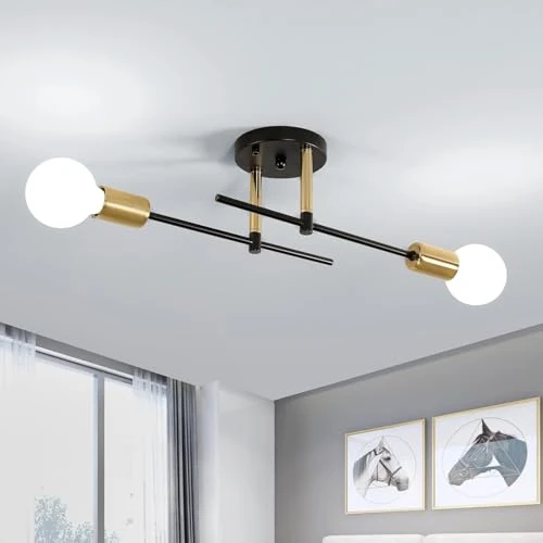 Oferta limitada: Comely Lampara de Techo Retro Industrial, Negro Plafon Techo E27 de 2 Luces de 28.99 € a 27.54 € (ahorro 5%)