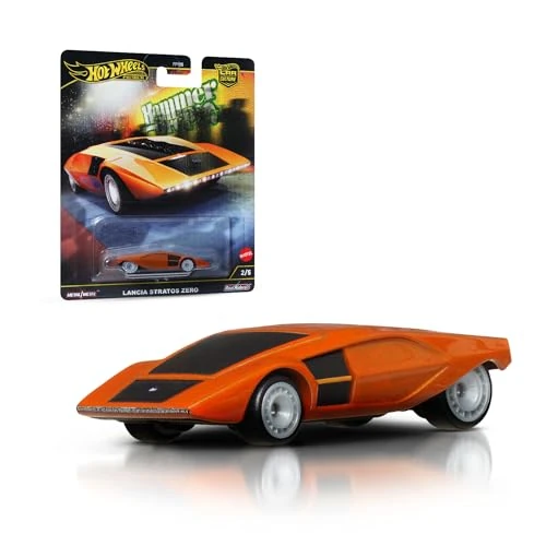 Hot Wheels Premium Car Culture Sammel-Spielzeugauto, Die-Cast Lancia Stratos Zero im Maßstab 1:64, Hammer Drop Fahrzeug mit Real Riders-Rädern, HRV77
