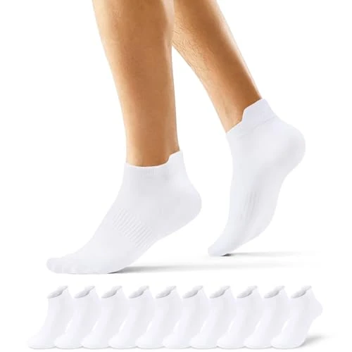 Offerta a tempo: EKSHER Calzini Uomo Corti 10 Paia Calze Donna Corte Estivi Calza Sportive Cotone Bianco Bianchi Elastiche Running Trekking Tennis Traspirante Morbido - 60% da 29.99 € a 11.99 €